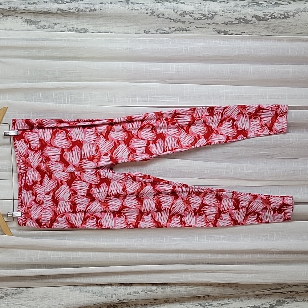 LuLaRoe Red and Pink Heart Leggings Tall and Curvy